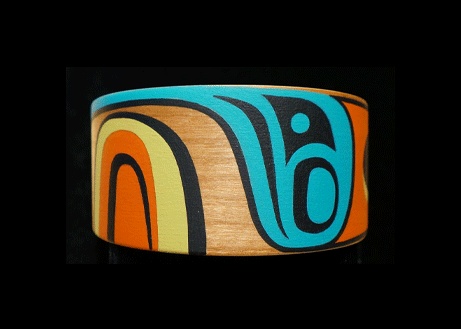Energy Curled Wood Bracelet Steve Smith - Dla'kwagila Oweekeno Fir, paint 5 x 1 1/2 jewelry contemporary northwest coast native art