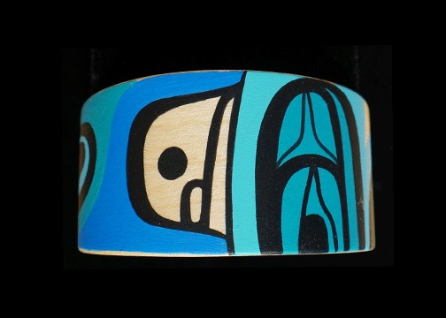 Depths Steve Smith - Dla'kwagila Oweekeno Maple, paint 5 3/4 x 1 3/8 original sculpture jewelry northwest coast native art