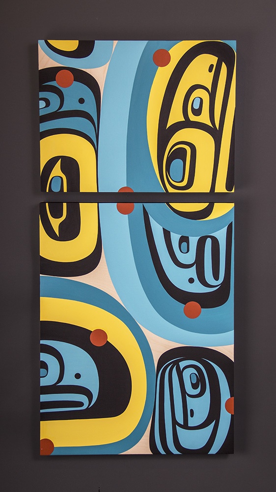 Summertime Steve Smith – Dla’kwagila Oweekeno Acrylic on panel 16 x 32 original painting northwest coast native art