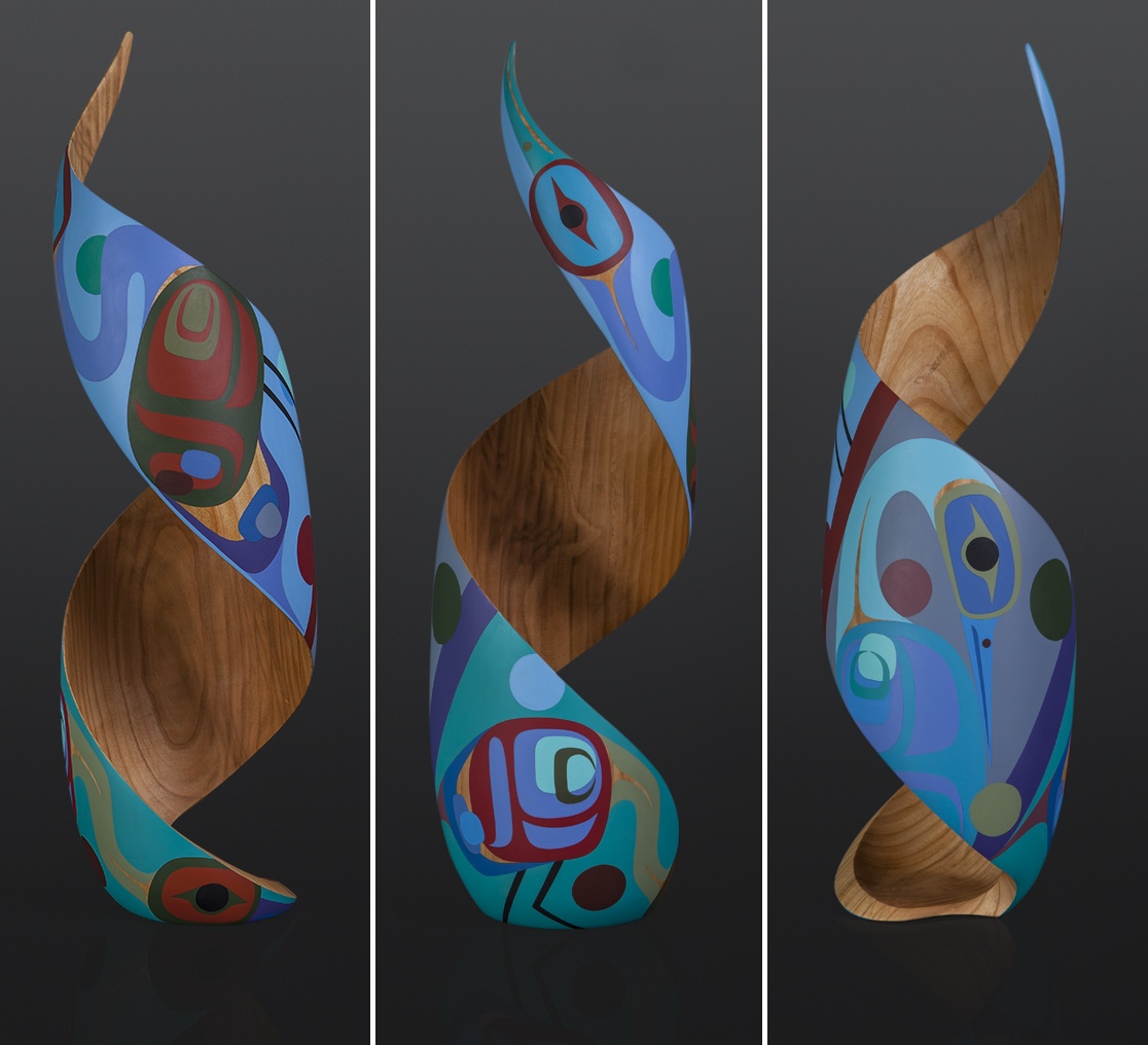 Three Herons orig_sng_030215_09_1919 Three Herons Steve Smith - Dla'kwagila Oweekeno Turned birch, paint 21 x 6 x 6 contemporary orginal sculpture wood native art northwest coast