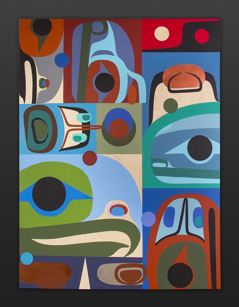 Unity Steve Smith - Dla'kwagila Oweekeno Acrylic on birch panel 36 x 48 native art northwest coast original painting