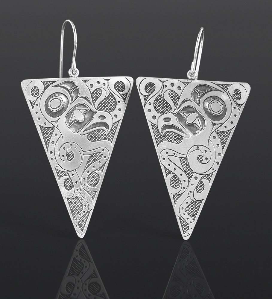 octopus pair earrings Corey Moraes Tsimshian Silver 1½ x 1 850 jewelry northwest coast native art