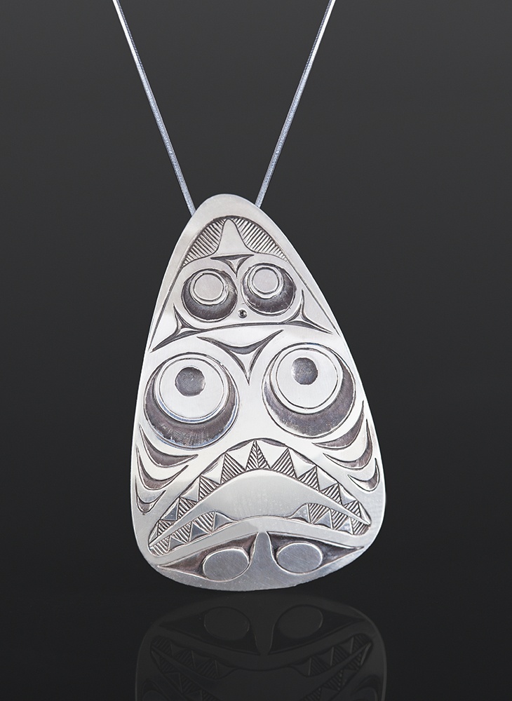 Shark Pendant Corey Moraes Tsimshian Silver, silver chain 1½ x 1 850 northwest coast native art jewelry sharks
