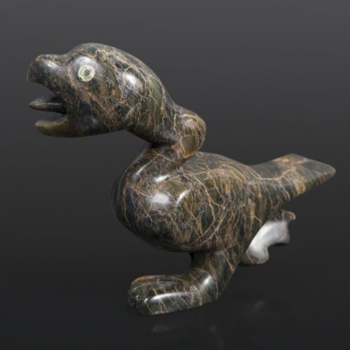 alerted bird Toonoo Sharky Inuit Serpentine bone, baleen 9x 6 ½ x 2¼ 1150 cape dorset sculpture inuit carving