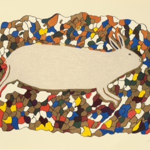 Papiara Tukiki Lithograph 22.25 x 29.75 600 startled hare inuit print cape dorset