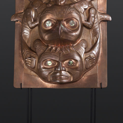 copper frontlet abalone custom stand Gus Cook Kwakwaka'wakw silver Repoussé jewelry native art northwest coast