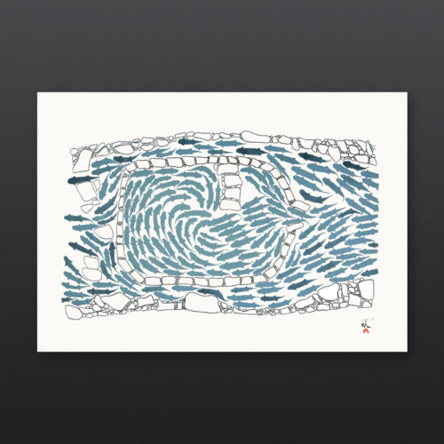 Saputiit Handmade Fish Weir Simeonie Teevee Inuit Cape Dorset Print 2017 Etching Aquatint