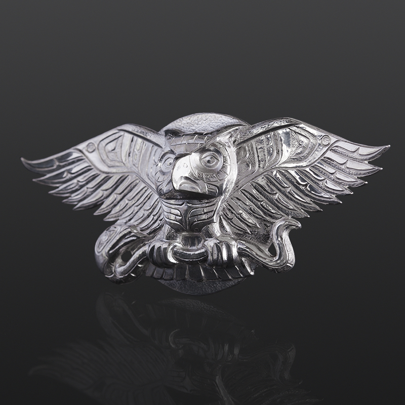 Owl and Serpent pendant snake Gus Cook Kwakwaka'wakw silver Repoussé jewelry pendant native art northwest coast 4 x 2 2200