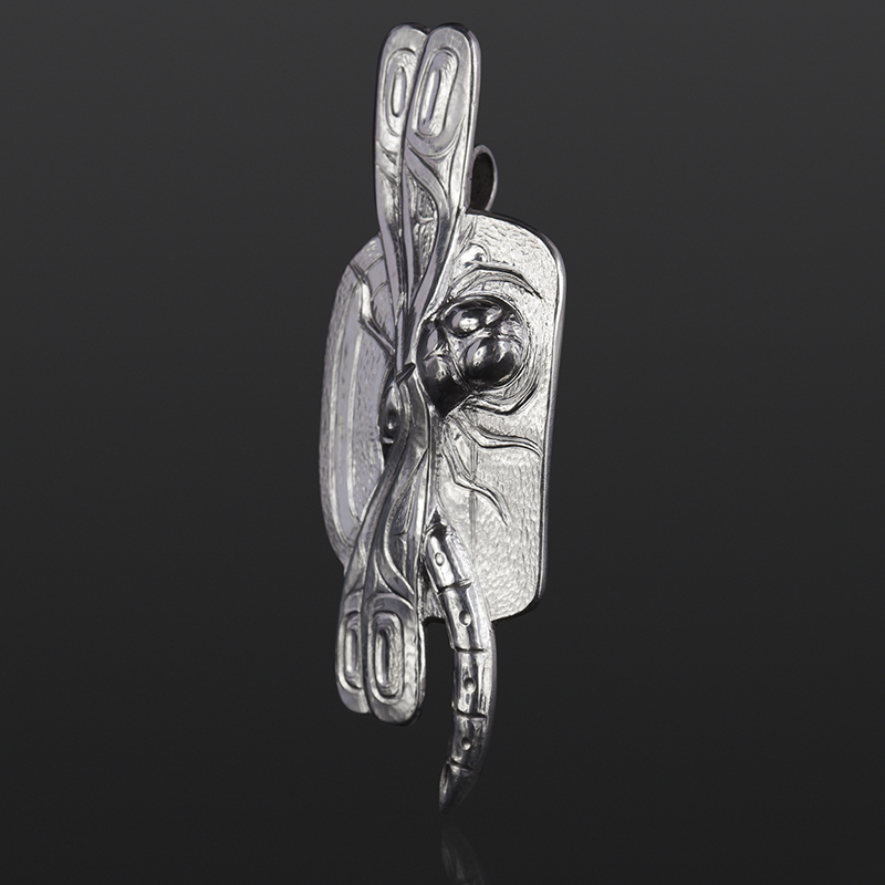 dragonfly pendant Gus Cook Kwakwaka'wakw silver Repoussé jewelry pendant native art northwest coast 2 1/2 x 1 1050
