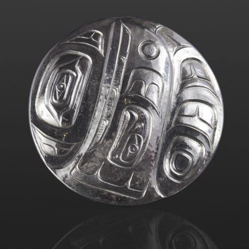 whale raven fin pendant Gus Cook Kwakwaka'wakw silver Repoussé jewelry native art northwest coast 2 x 2 1200