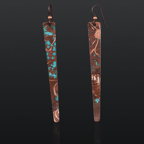 Alaskan Wild Roses Jennifer Younger Tlingit copper $150 northwest coast jewelry earrings