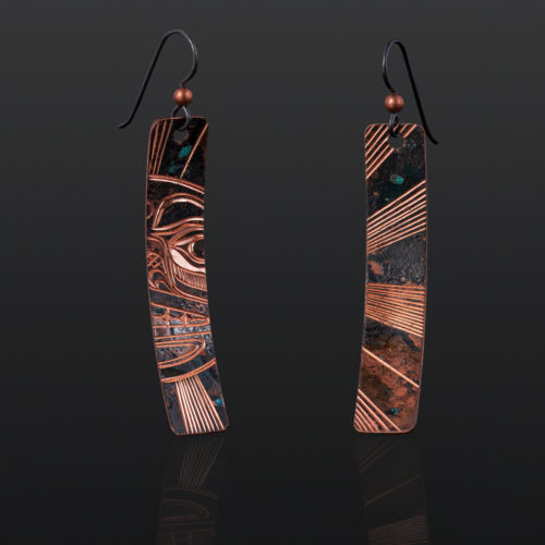 Sun Earrings Jennifer Younger Tlingit copper 2" $160 northwest coast jewelry earrings