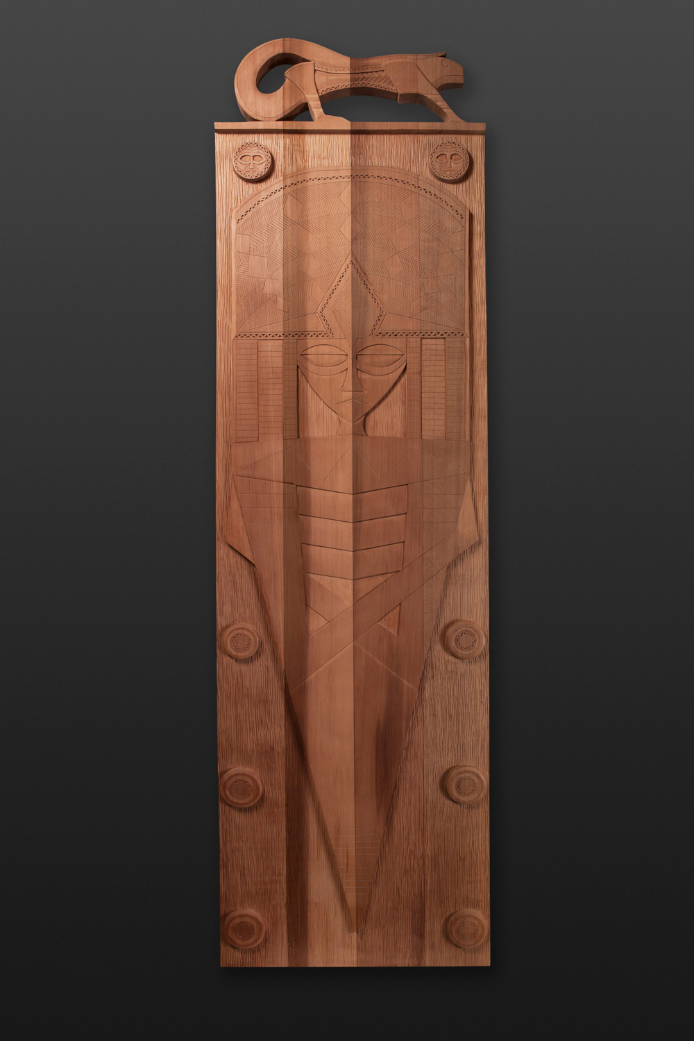 Salamander Panel Greg Robinson Chinook Red cedar 69" x 20" x 2" $5800 Columbia river Northwest coast Chinookan