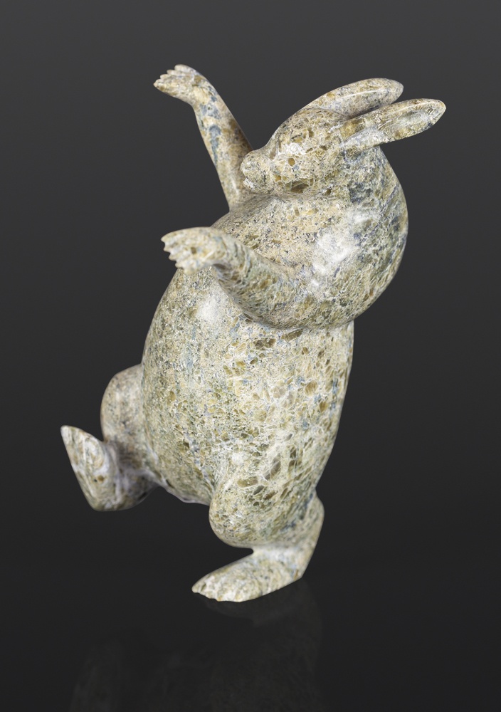 Dancing Rabbit Pitseolak Qimirpik Inuit Serpentine 5¾ x 3¼ x 3¾ $400