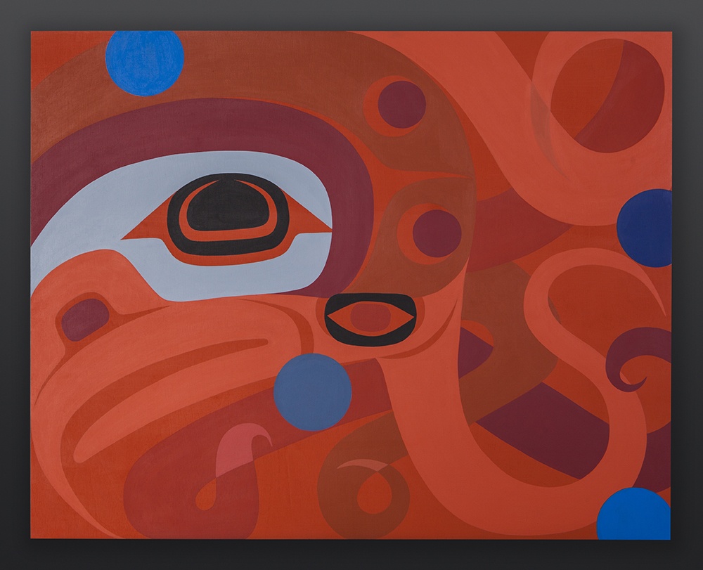 Steve Smith - Dla'kwagila Oweekeno Octopus Acrylic on birch panel painting 3400
