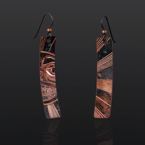 Sun Earrings Jennifer Younger Tlingit copper 2" $160 northwest coast jewelry earrings