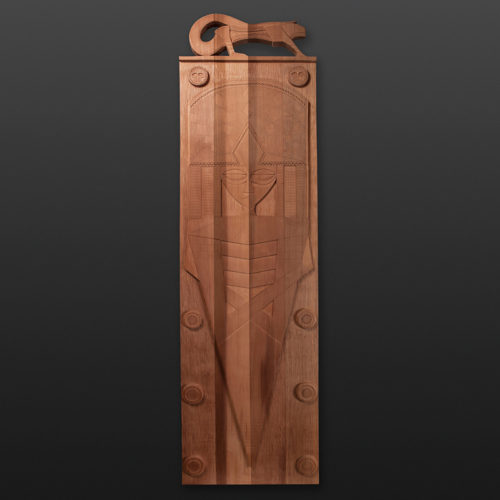 Salamander Panel Greg Robinson Chinook Red cedar 69" x 20" x 2" $5800 Columbia river Northwest coast Chinookan