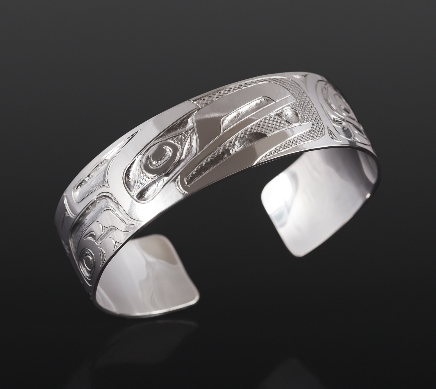 Raven & Light Bracelet Henry Green Tsimshian Silver 6” x ¾” $550