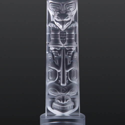 killerwhale totem preston singletary tlingit cast glass 18" x 6" x 4 1/2" 4000 crystal