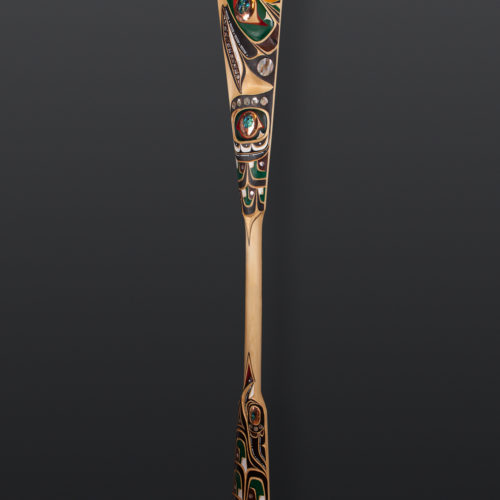 eagle paddle troy roberts kwakwaka'wakw yellow cedar, copper, paint, abalone 72 x 7 1/2 4600