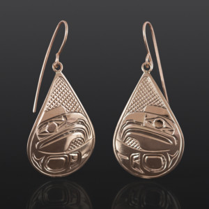 Eagle Teardrop Earrings Bill Bedard Haida 14k gold $995