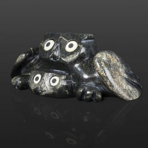 Owl with Chick Joanasie Manning Inuit Serpentine, bone 7¼” x 5” x 3” $950 stone sculpture cape dorset