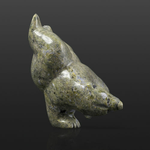 Balancing Bear Samonie Shaa Inuit Serpentine 3” x 4” x 4¾” $400 stone sculpture cape dorset