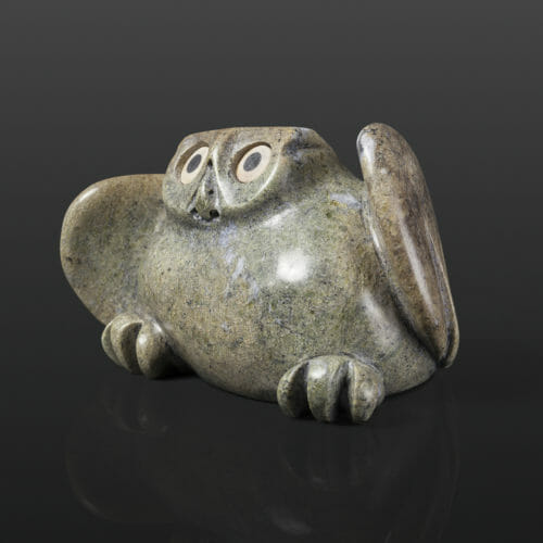 Chubby Chick Joanasie Manning Inuit Serpentine 6 ½” x 3” x 2” $400 owl chick stone sculpture Cape Dorset