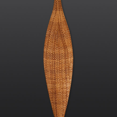 Threading Past to Present Woven Cedar Paddle Paul Rowley Tlingit/Haida Cedar, woven cedar bark 64½” x 7½” x 1” $4200