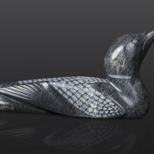 Graceful Loon Itulu Eitdloie Inuit Serpentine 10½” x 3” x 5 $840 arctic bird arctic sculpture cape dorset