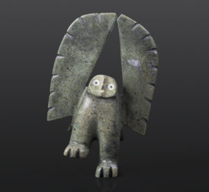 Balancing Owl Adamie Qaumagiak Inuit Serpentine, bone 6” x 2” x 8 ½” $680