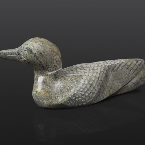 Loon Itulu Etidloie Inuit Serpentine 13” x 3½” x 4” $1360 arctic bird arctic sculpture cape dorset