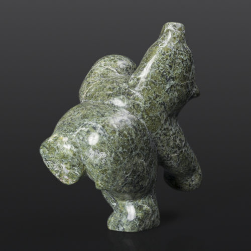 Polar Bear (13856) Markoosie Papigatuk Inuit Serpentine 7” x 4” x 8” $750 chubby bear arctic sculpture cape dorset