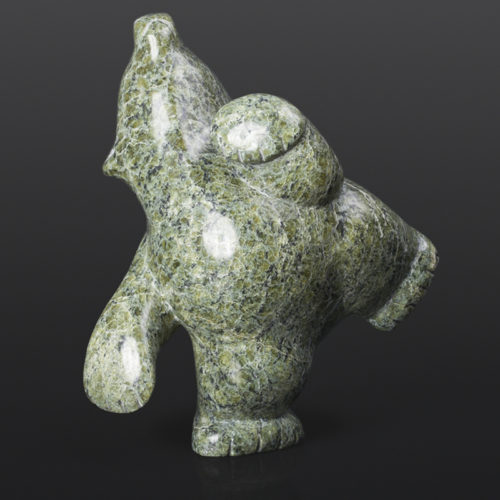 Polar Bear (13856) Markoosie Papigatuk Inuit Serpentine 7” x 4” x 8” $750 chubby bear arctic sculpture cape dorset