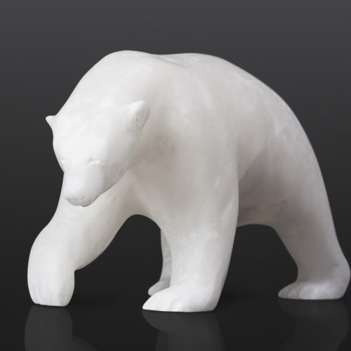Snow Bear Bill Nasogaluak Inuit Marble 10½” x 3½” x 5” $1050 polar bear stone sculpture arctic marble cape dorset