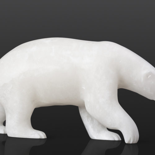 Snow Bear Bill Nasogaluak Inuit Marble 10½” x 3½” x 5” $1050 polar bear stone sculpture arctic marble cape dorset