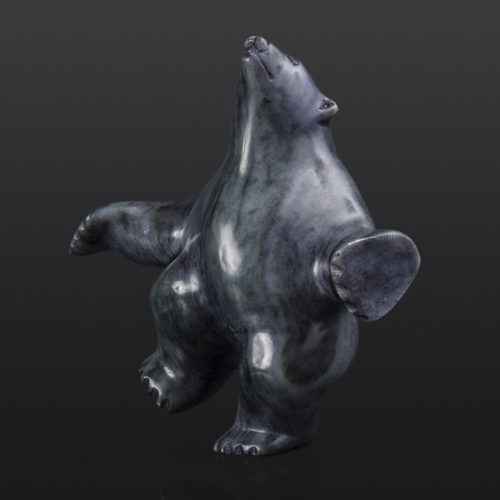 Happy Balancing Bear Isaaci Petaulassie Inuit Serpentine 5” x 2½” x 5” $400