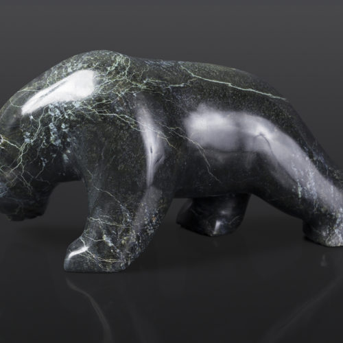 Polar Bear (14093) Tony Ohotaq Inuit Serpentine 9” x 4” x 5” $895 arctic sculpture cape dorset stone sculpture