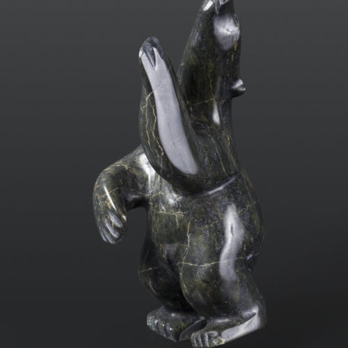 Polar Bear (13961) Qoraq Nungosuituk Inuit Serpentine 4¼” x 4¼” x 9¼” $650 cape dorset arctic art stone sculpture