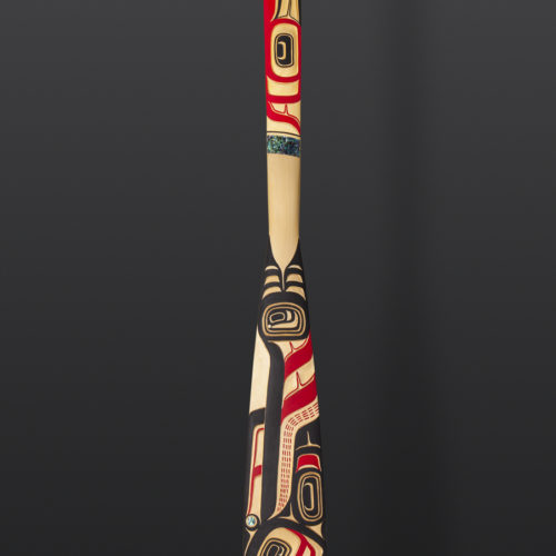 Killer Whale Paddle Evan Aster Tsimshian Yellow cedar, paint, abalone 57½” x 5½” x 1½”