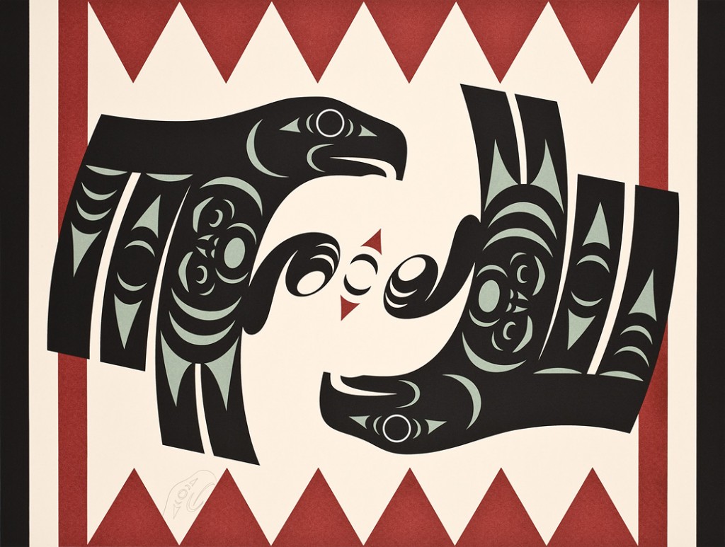 Mating Eagles Maynard Johnny Jr. Coast Salish serigraph 22" x 28" $225