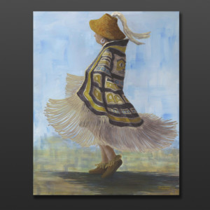Leading My Sister Jean Taylor Tlingit Original painting – acrylic on canvas 24” x 30” $1980