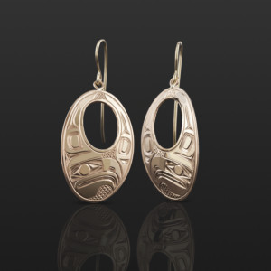 Oval Eagle Earrings Bill Bedard Haida 14k gold $1100