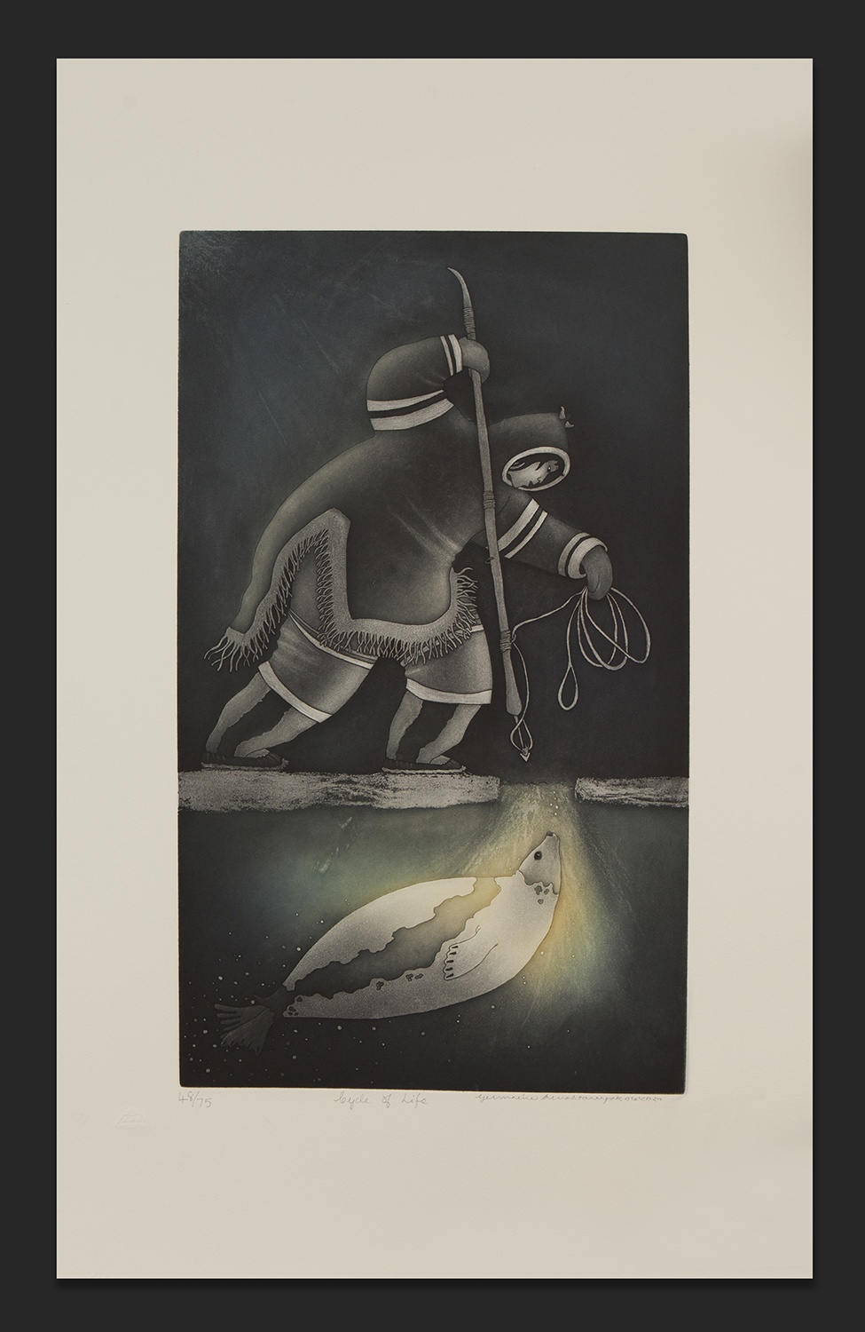 CYCLE OF LIFE Germaine Arnaktauyok Inuit 48/75 32” x 19” $1000
