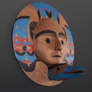 Blue Raven with Human Witness Tim Paul Nuu-Chah-Nulth Red cedar, paint 19" x 19" x 9" $5500