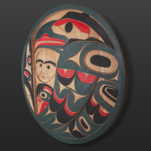 Red and Green Raven Tim Paul Nuu-Chah-Nulth Red cedar, paint