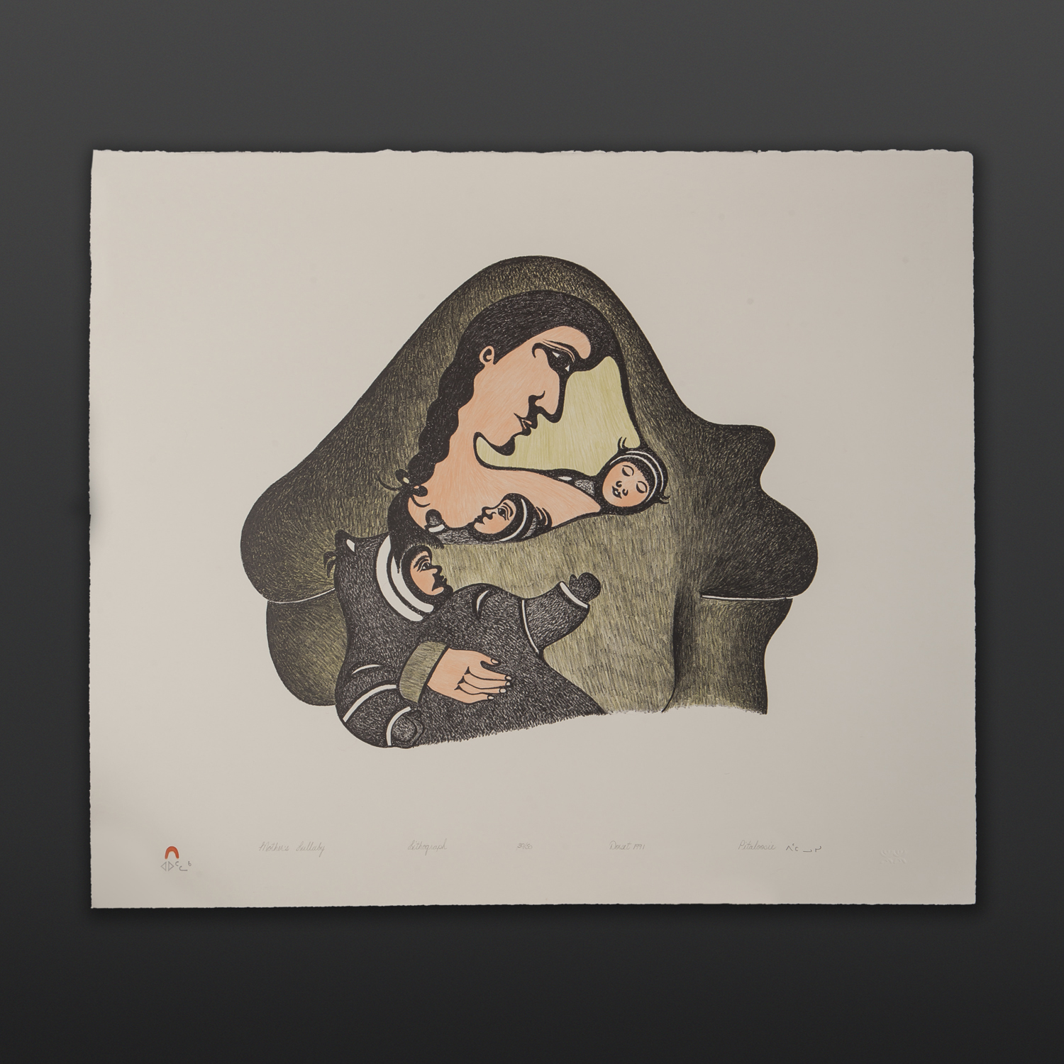 Mother's Lullaby Pitaloosie Inuit Lithograph 26" x 22" $500