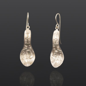 Orca Spoon Earrings William Bedard Haida !4k gold