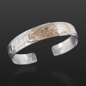Eagle Clan Bracelet William Bedard Haida Silver, 14k gold