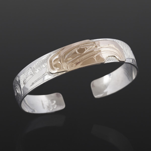 Eagle Clan Bracelet William Bedard Haida Silver, 14k gold